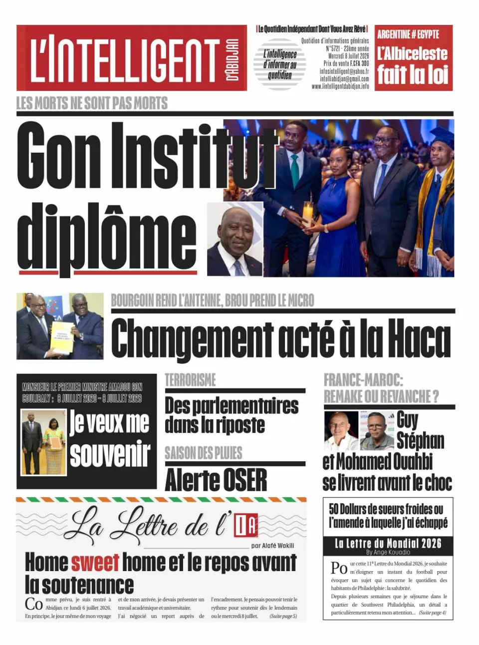L'Intelligent d'Abidjan N°5721