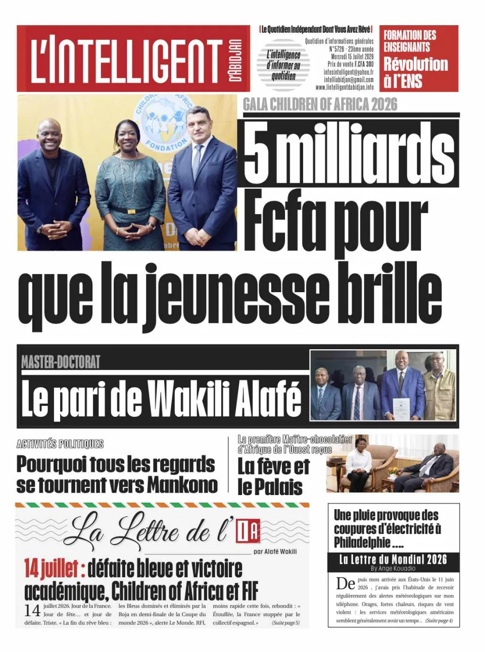 L'Intelligent d'Abidjan N°5726
