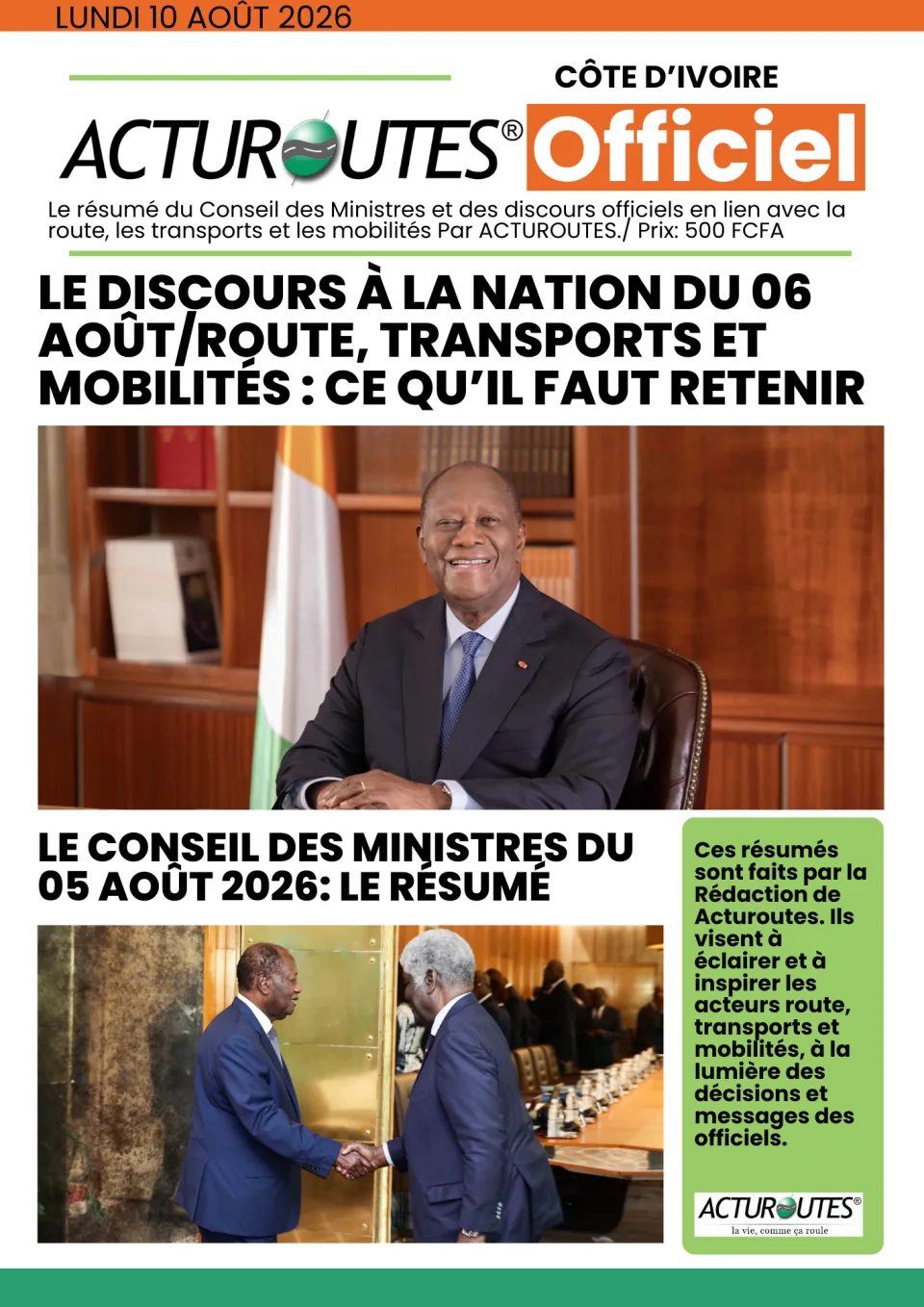 Acturoutes Officiel 10 août 2026