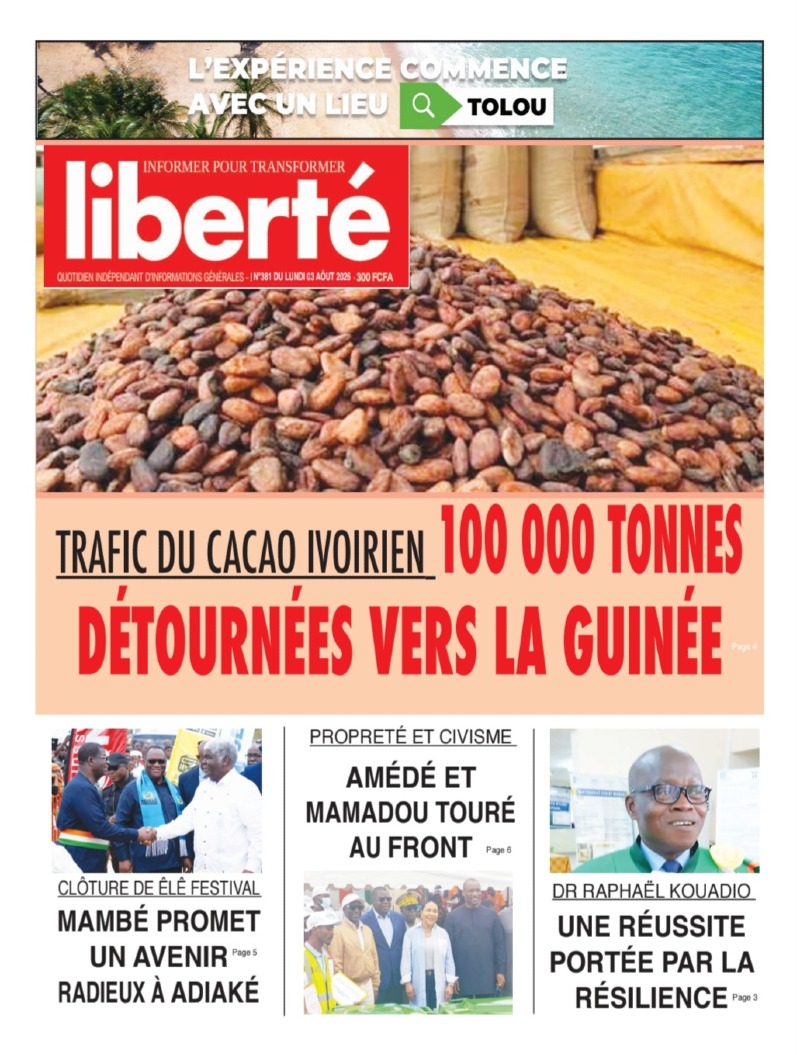 TRAFIC DU CACAO IVOIRIEN: 100 000 TONNES DÉTOURNÉS VERS LA GUINÉE 